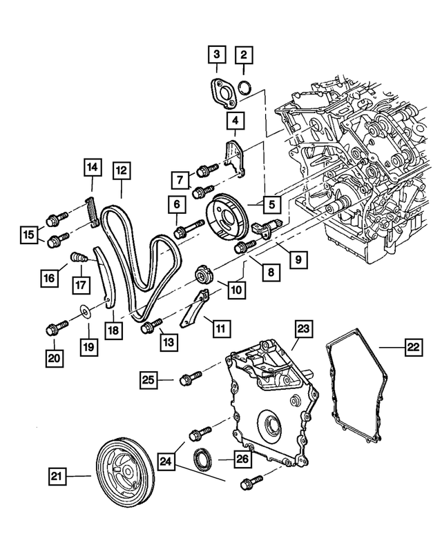 68036788AB - Engine 2.7L Six Cylinder: Timing Chain Tensioner Package for Chrysler: 300, Concorde, Sebring | Dodge: Charger, Intrepid, Magnum, Stratus Image