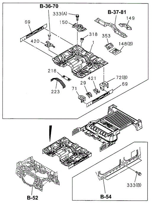 Floor Panel (FR.) for 1997 Acura SLX #0