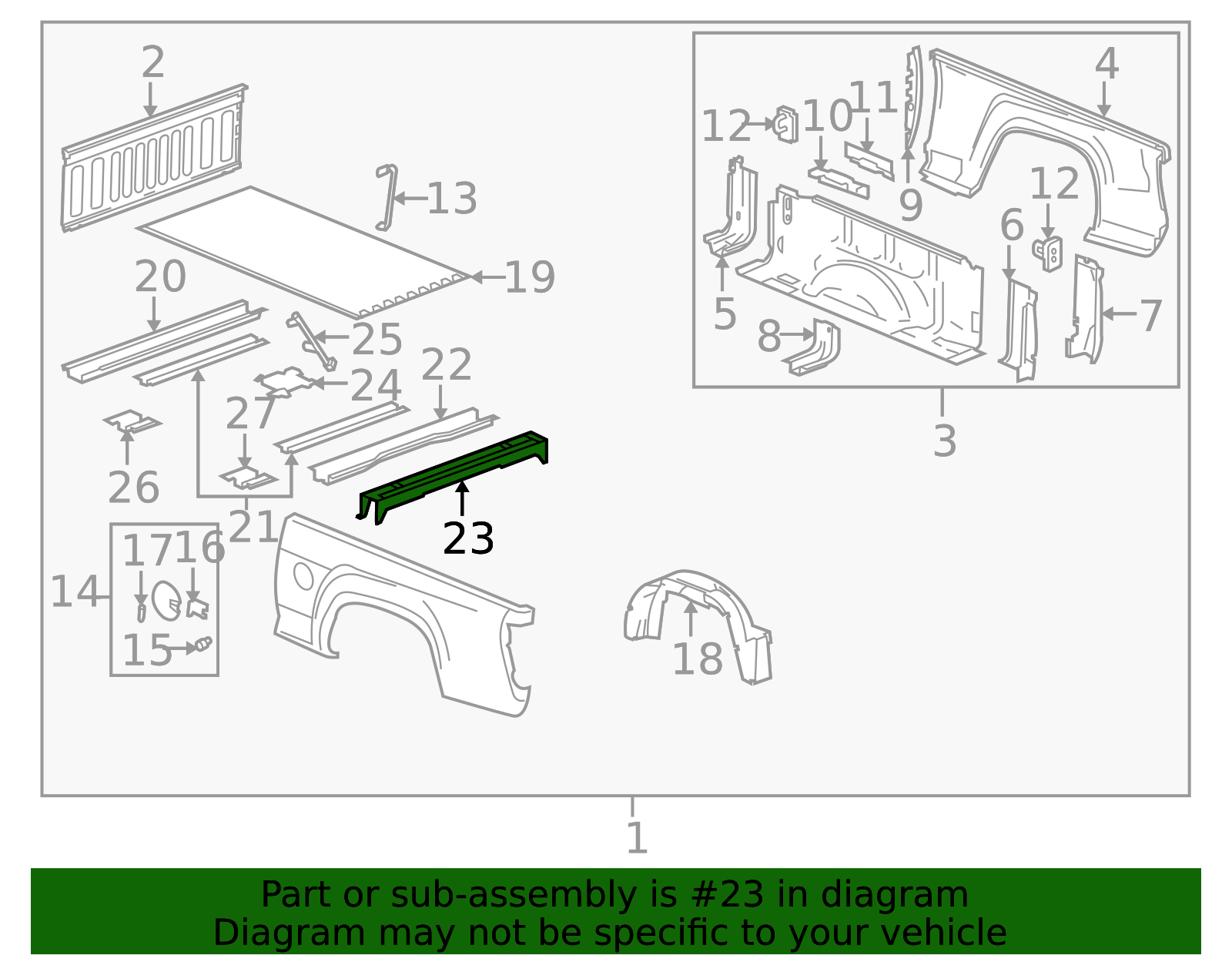 2004-2012 GM Rear Pickup Box Cross Sill 88980520 GM | GMPartsDirect.com