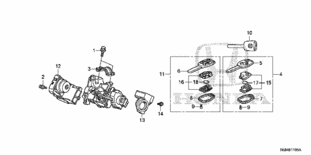 Key Cylinder Components for 2011 Honda Odyssey #0