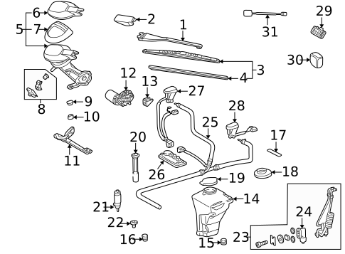 Wiper & Washer Components for 2002 Mercedes-Benz CLK 55 AMG&reg; #1