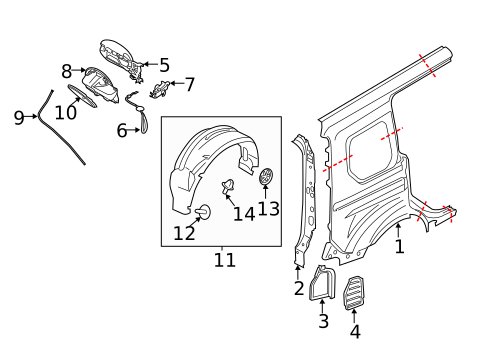 Side Panel & Components for 2014 Ford Transit Connect #0