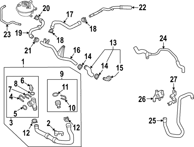 6K121085K - : 2015-2024 Volkswagen - Engine Coolant Hose for Volkswagen: Atlas, Atlas Cross Sport, Golf, Golf Alltrack, Golf R, Golf SportWagen, GTI, Jetta Image