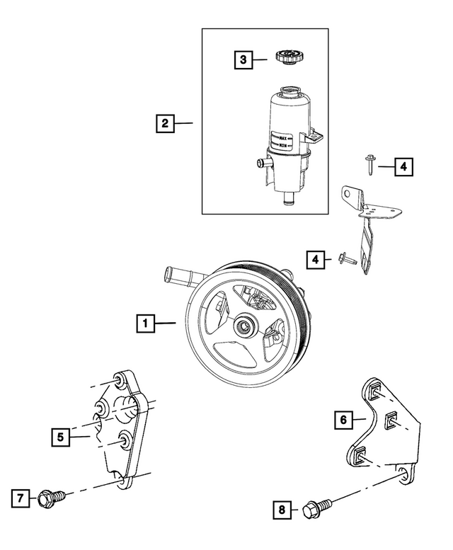 R8193091AC - Steering: Power Steering Pump, Remanufactured for Mopar Image