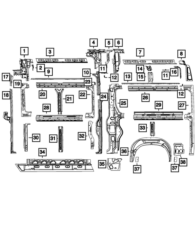 68167465AA - : Roof Rail Reinforcement for Mopar Image