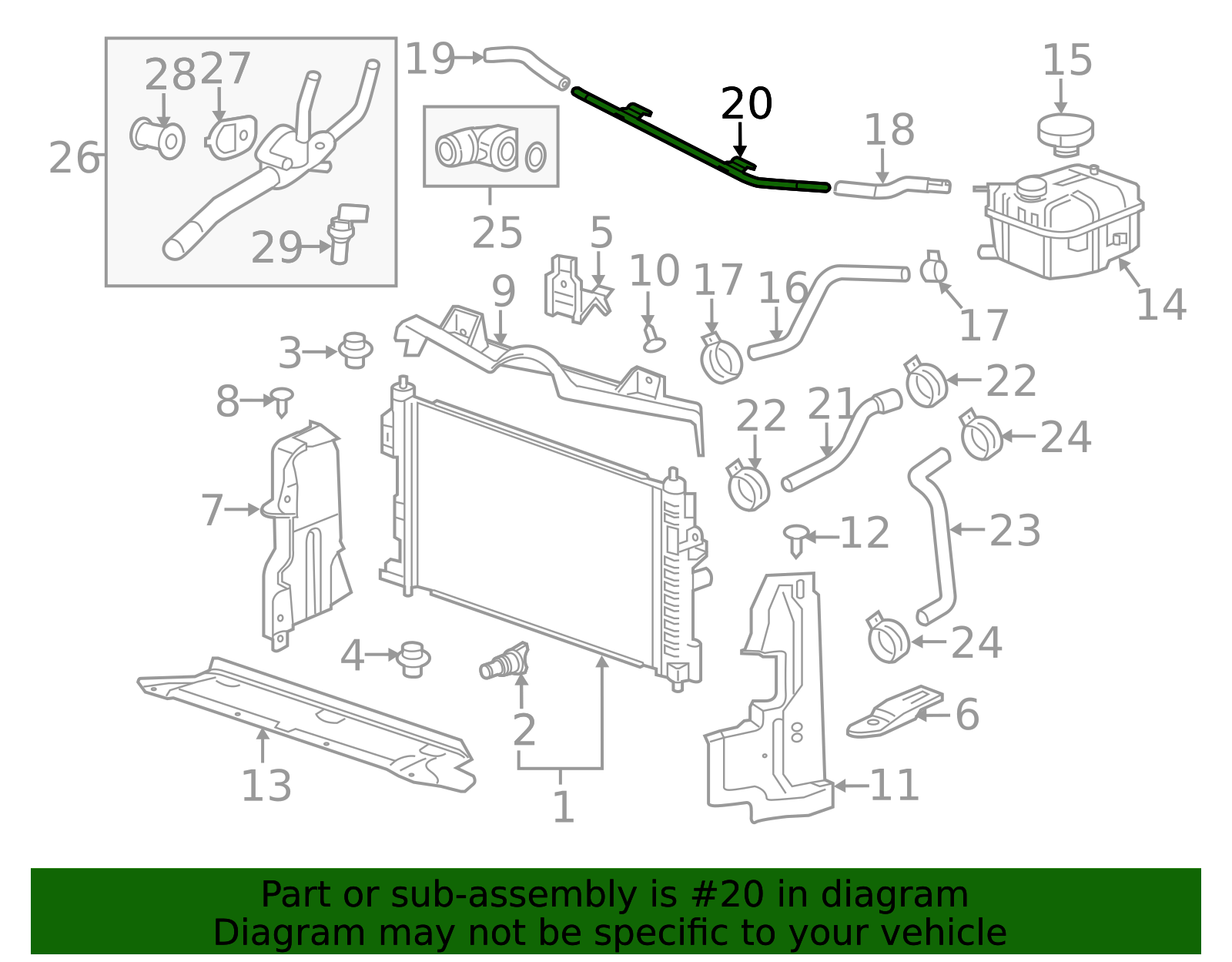 2014-2019 Cadillac XTS Engine Coolant Air Bleed Pipe 12638449 ...