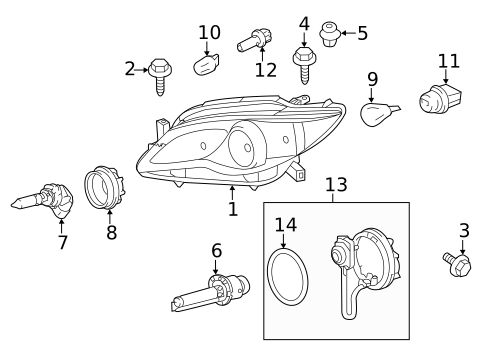 Headlamp Components for 2011 Toyota Avalon #0
