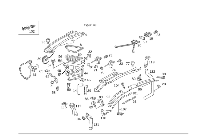 1408301067 - Heating and Ventilation: Radiator Tank for Mercedes-Benz: 300SD, 400SE, 400SEL, 500SEC, 500SEL, 600SEL, S420 Image