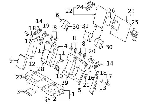 Rear Seat Components for 2010 Saab 9-3X #0