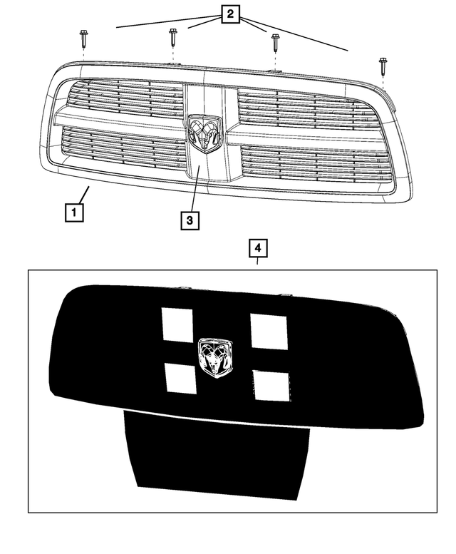 68001467AC - Exterior Ornamentation: Radiator Grille for Mopar Image