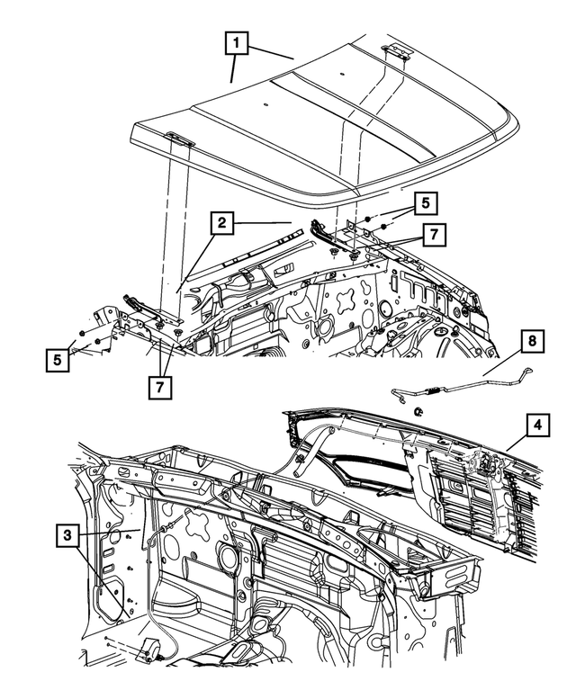 55360896AD - Body Sheet Metal Except Doors: Hood Hinge, Right for Mopar Image