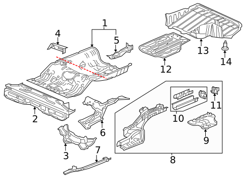 Rear Floor & Rails for 2022 Acura ILX #0