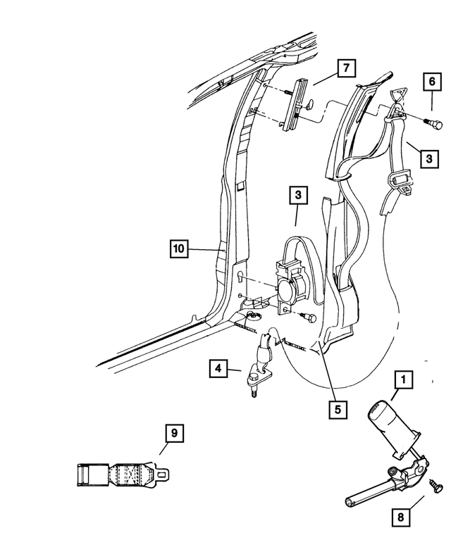WP151P7AD - Interior Trim: Front Inner Seat Belt, Left for Mopar Image