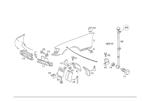 Front Fender for 1985 Mercedes-Benz 500SEL #1