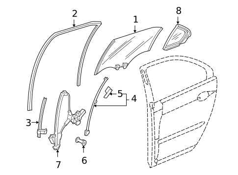Glass - Rear Door for 2006 Acura RL #0