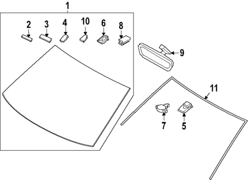 Glass - Windshield for 2021 Hyundai Kona Electric #0