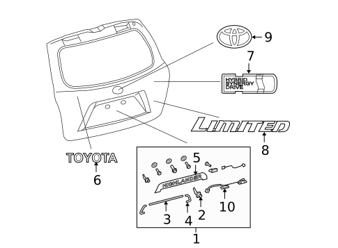 Exterior Trim - Lift Gate for 2009 Toyota Highlander #0
