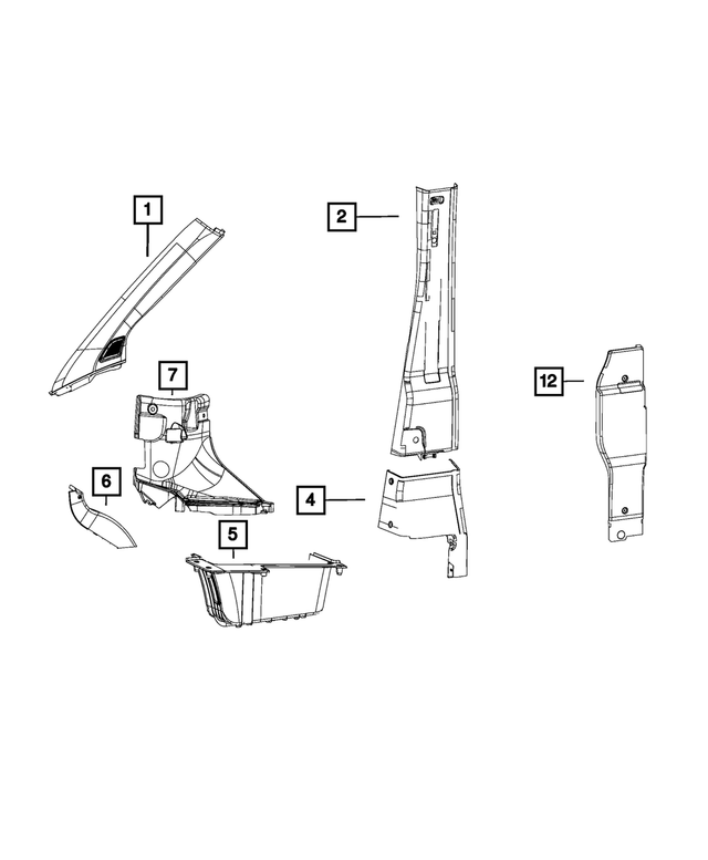 1YA73LA6AC - Interior Trim: A Pillar Molding, Left for Ram: ProMaster 1500, ProMaster 2500, ProMaster 3500 Image