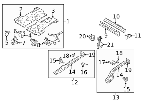 Rear Floor & Rails for 2006 Audi A3 Quattro #1