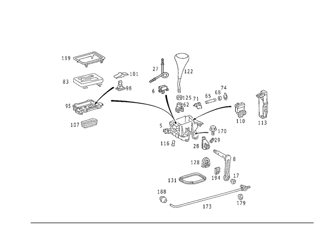 1292670637 - Gearshift Mechanism: Bearing Bracket for Mercedes-Benz: 190, 190D, 190E, 200, 200D, 260E, 280E, 300CE, 300D, 300E, 300SL, 300TD, 300TE, 400E, 500E, 500SL, 600SL, C220 Image image