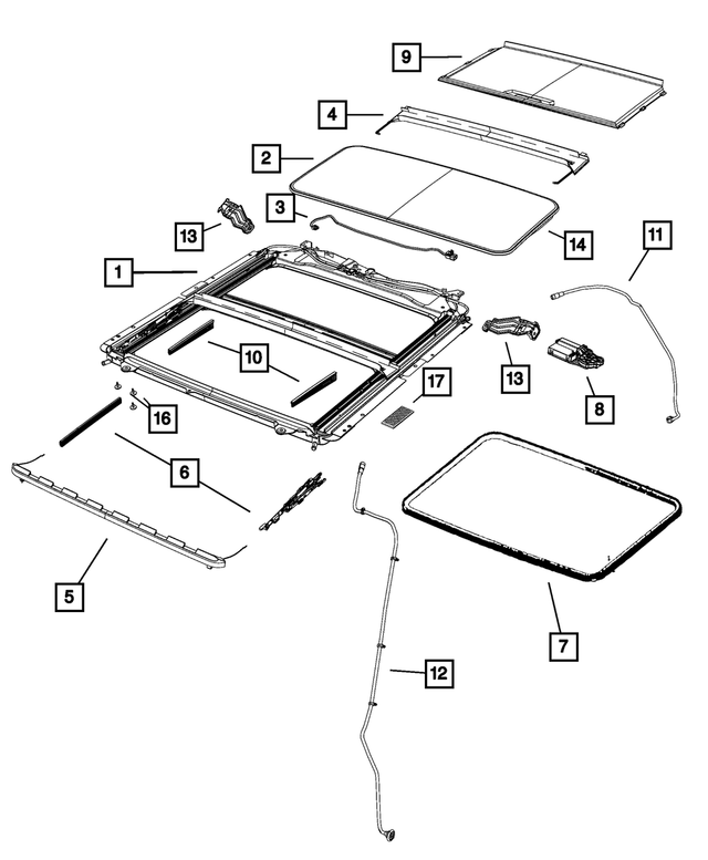 68049129AA - Body Sheet Metal Except Doors: Sunroof Mechanism Cover for Mopar Image
