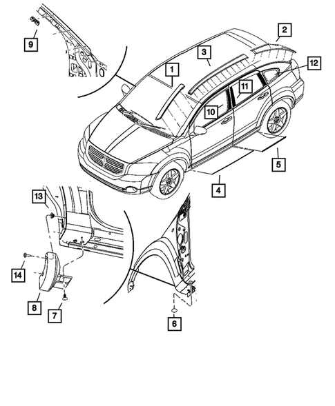 Moldings and Ornamentation for 2010 Dodge Caliber #0