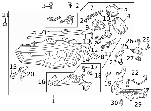 Headlamp Components for 2013 Audi A5 Quattro #0