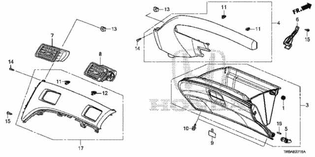 Instrument Panel Garnish (Passenger Side) for 2013 Honda Civic #0