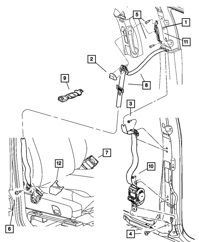 6509951AA - Restraints: Seat Belt Bolt for Mopar Image image