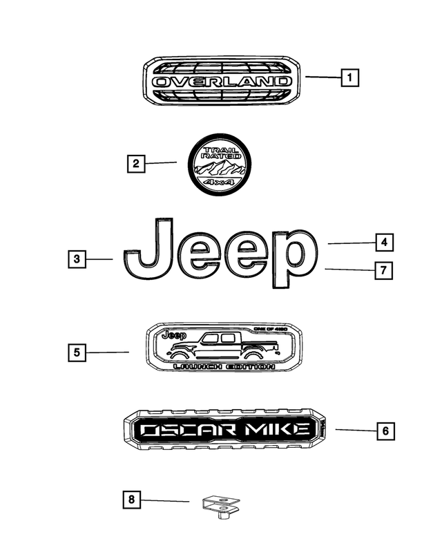 68472849AA - Exterior Ornamentation: Nameplate, Right Or Left for Mopar Image