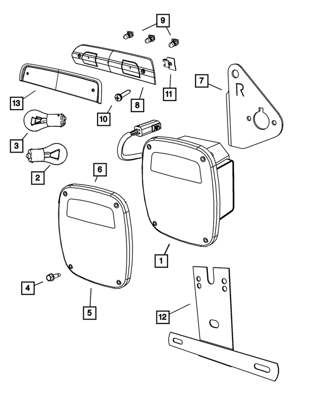 55055270 - Electrical: Tail Stop Turn Lamp, Right for Mopar Image