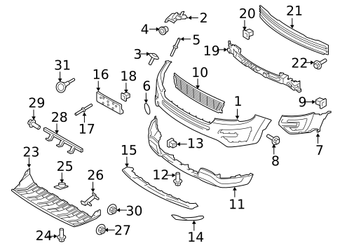 thumbnail image 2 of Primered Front Bumper Cover For 2016-2017 Ford Explorer SUV – With Sensor Holes 2 of 6