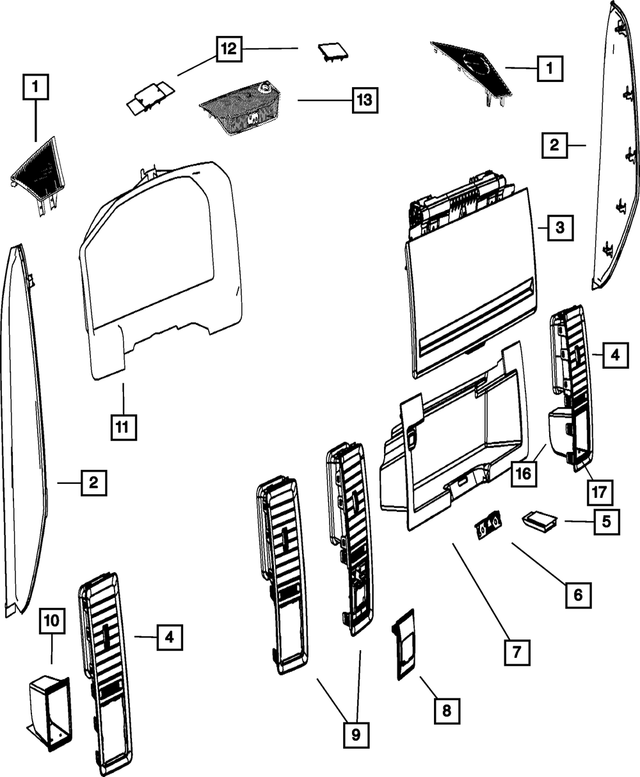 1EB09XDVAA - Interior Trim: Instrument Panel End Cap, Left for Mopar Image image