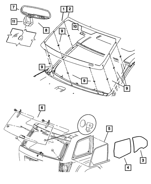 Glass and Interior Rear View Mirror for 2012 Dodge Durango #0