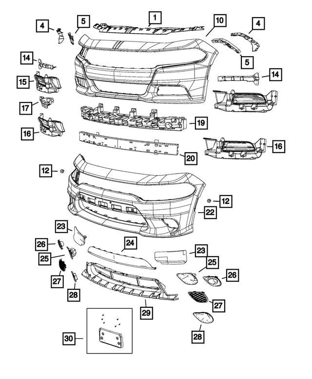 68267765AB - Frame, Bumper and Fascia: Front Fascia for Mopar Image