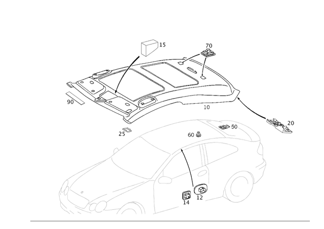2036900450 - Covering and Lining: Trim, Roof for Mercedes-Benz: 180C, C230, C320 Image image