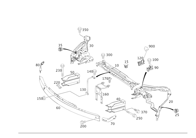 2046200119 - Front-End Assembly, Front Panel: Strut for Mercedes-Benz Image image