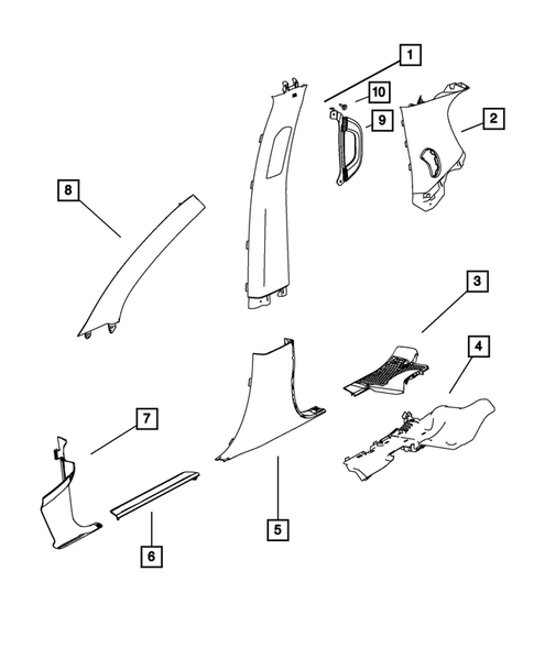 Panels-Moldings-Scuff Plates, Pillar, Cowl, 1/4 Panel Trim and Cargo Covers for 2012 Dodge Durango #1