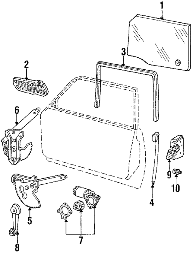 D9AZ6623200B - Body: Window Regulator for Ford: Country Squire, LTD, LTD Crown Victoria | Mercury: Colony Park, Grand Marquis Image