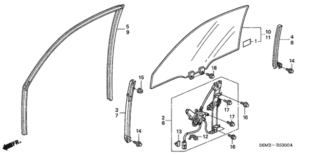 Door Glass - Regulator for 2002 Acura RSX #0