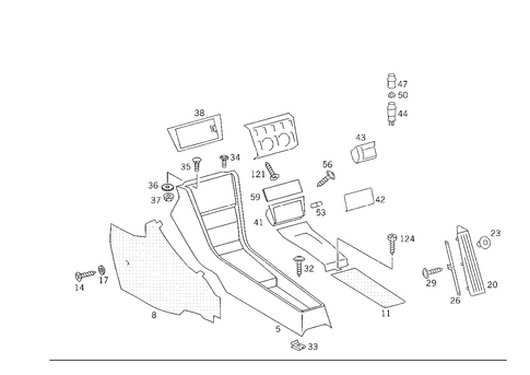 Housing with Tray, Ashtray, and Top Covering for 1989 Mercedes-Benz 300TE #0