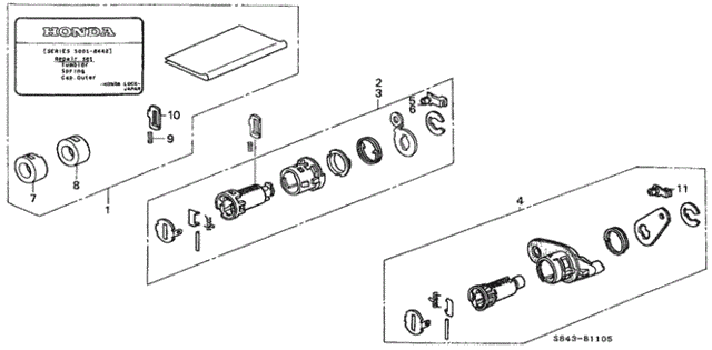 Key Cylinder Kit for 2002 Honda Accord #0