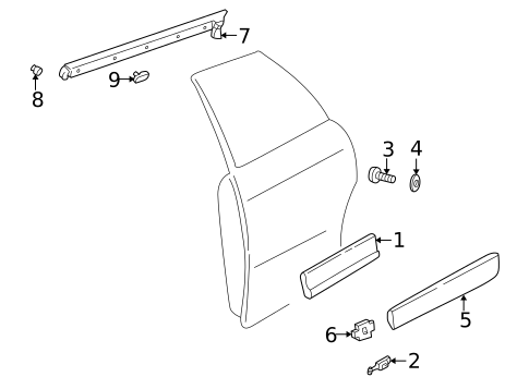 Exterior Trim - Rear Door for 2000 Audi A6 Quattro #0