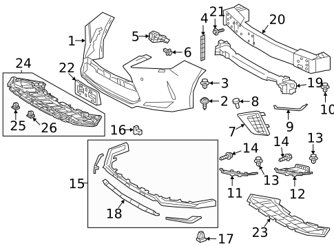 Bumper & Components - Front for 2021 Lexus RX450h | OEM Parts Online