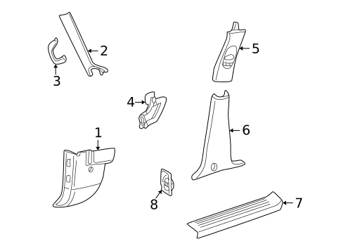 Interior Trim - Pillars for 2005 Mercury Mountaineer #0