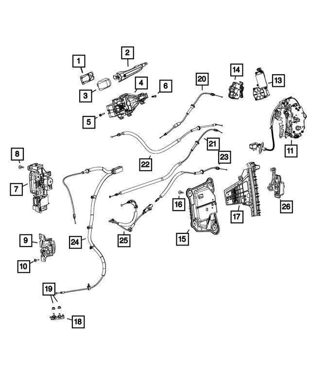 5RR29SSEAF - Doors, Door Mirrors and Related Parts: Exterior Door Handle, Left for Mopar Image