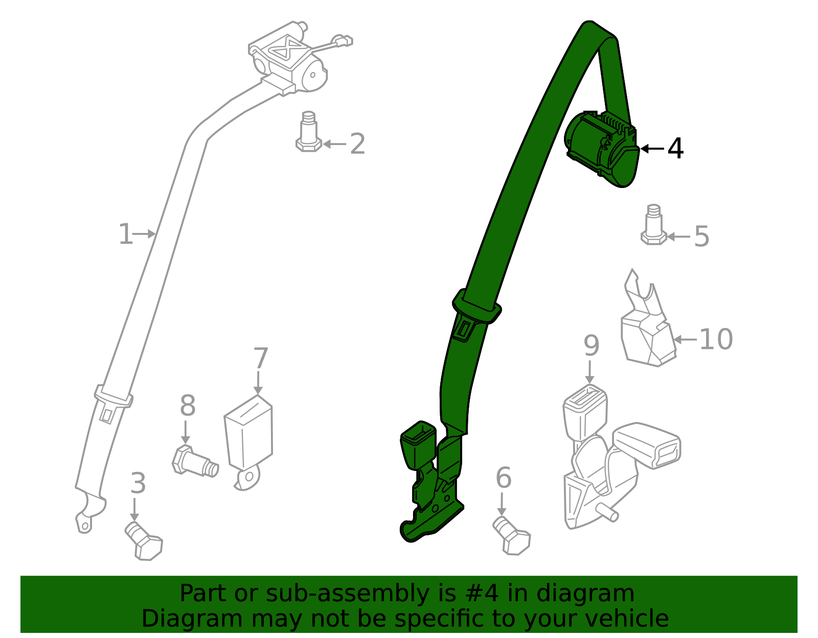 Center Belt Assembly - Porsche (9J1-857-807-C-OU6)