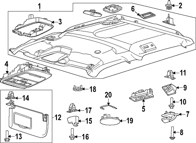 PC3Z2651968SF - Body: Headliner for Ford: F-250 Super Duty, F-350 Super Duty, F-450 Super Duty Image