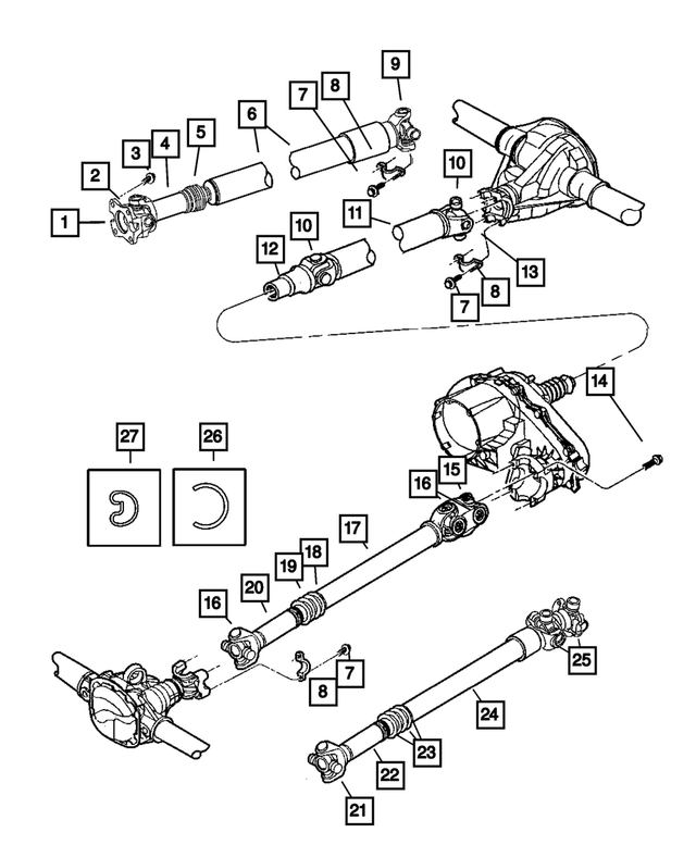 5093820AB - Propeller Shafts and U-Joints: U-joint Kit, Rear for Mopar Image