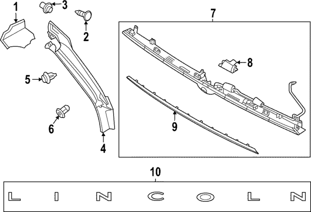 LC5Z13B482E - : Rear Molding for Lincoln: Aviator Image